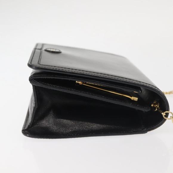 BALLY Wallet Chain Shoulder Bag Leather Black Gold Auth BA4808 - Picture 3 of 16